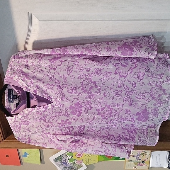 Susan Graver Tops - Susan Graver Sheer Boho Tunic, Tank Top Lavender, White and Silver Sparkles XS